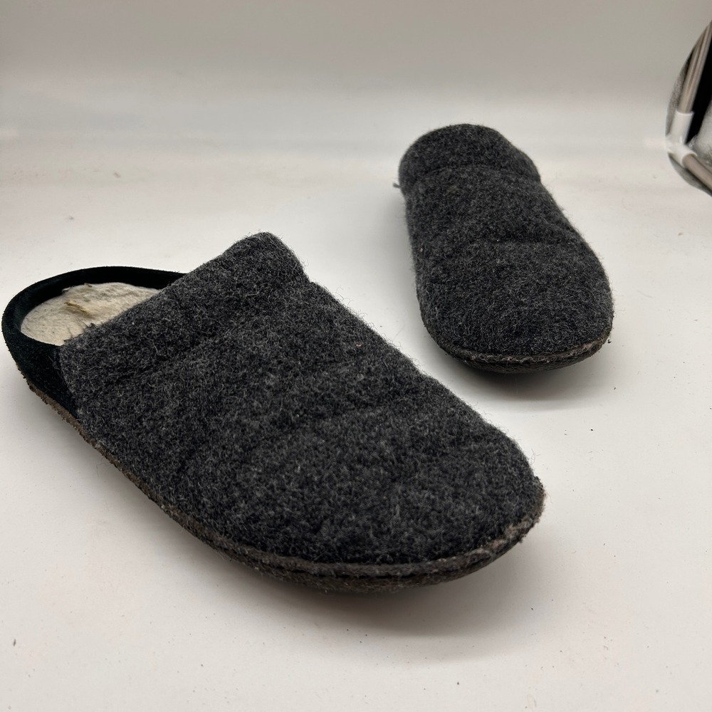 Sorel Nakiska Scuff Womens Slipper Mules Charcoal Grey Wool NL3084-010 Size 9
